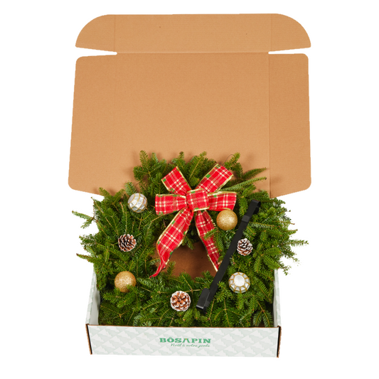 Christmas Wreath Gift Set – Decorated, 12in, with Hook