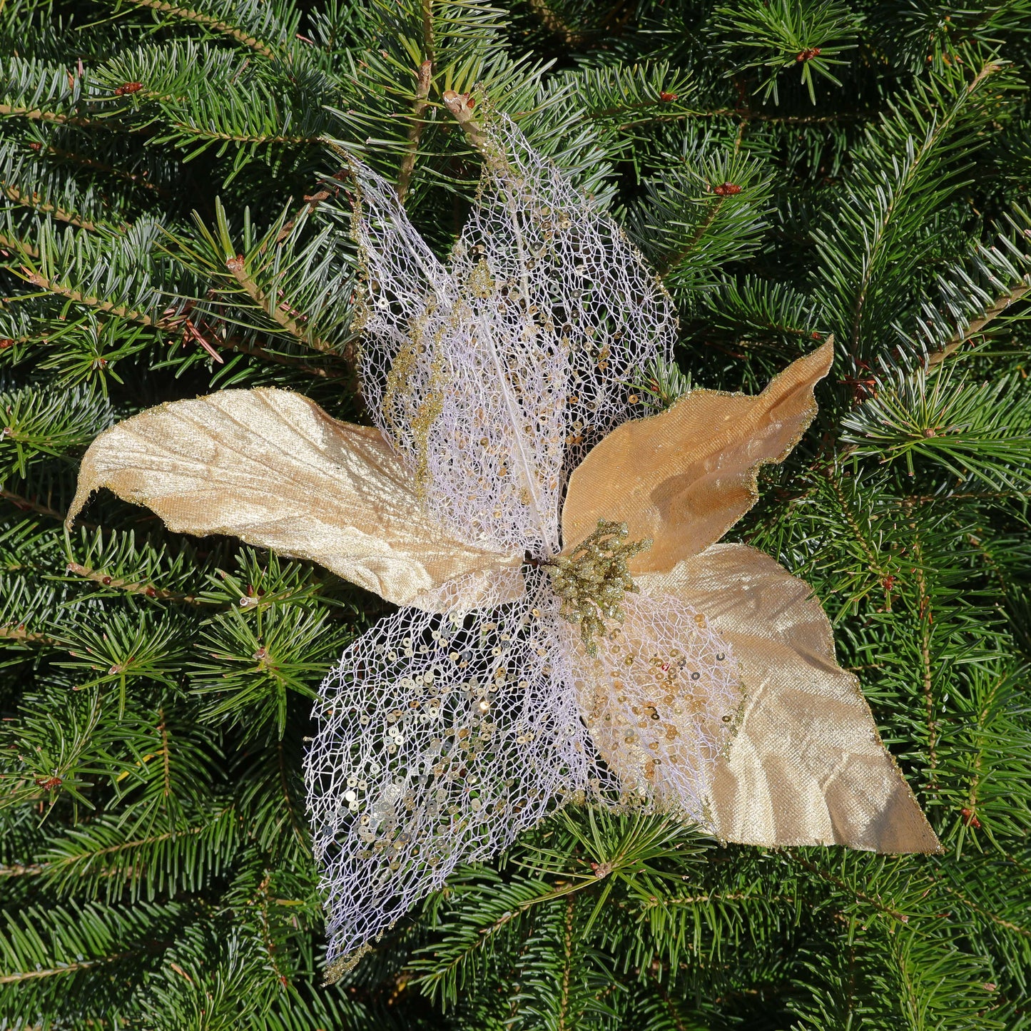 Poinsettia Décoratif de Noël – 33 cm, Ensemble de 3