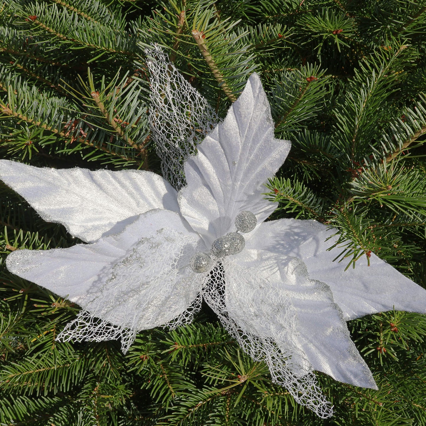 Poinsettia Décoratif de Noël – 33 cm, Ensemble de 3
